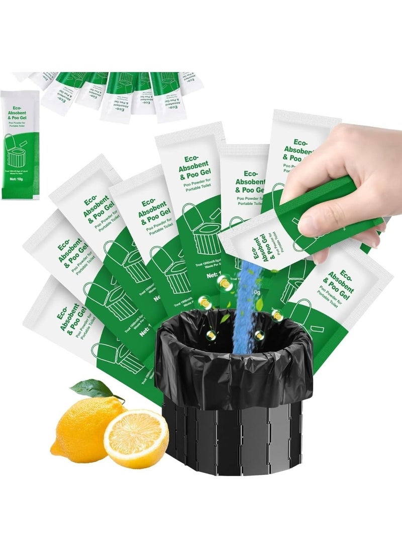 جوناريس مسحوق جل ماص للمرحاض المحمول، عبوة من 20 قطعة | مُصلِّب نفايات البراز برائحة الليمون، مسحوق ماص للبول لمراحيض التخييم، وأكياس النونية، والمركبات الترفيهية، ومجموعات الطوارئ (عبوة جل للبراز من 20 قطعة) - Image 1